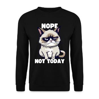 Lustige Grump Cat - Nope, Not Today - Sarkasmus - Unisex Pullover - Schwarz - Vorne - Alina (178cm) & Michal (187cm)