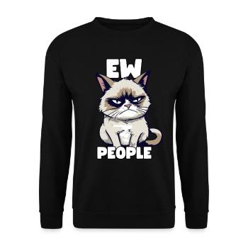 Sarcastic Grump Cat Ew, People Funny Saying - Unisex Sweatshirt - black - Front - Alina (178cm) & Michal (187cm)