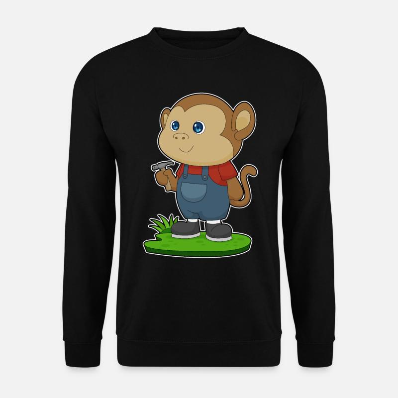 Affe Handwerker Hammer - Unisex Pullover - Schwarz