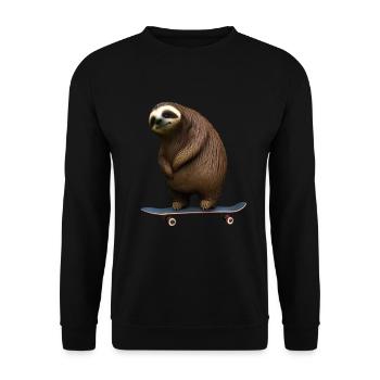 Skateboard Faultier - Unisex Pullover - Schwarz - Vorne - Alina (178cm) & Michal (187cm)