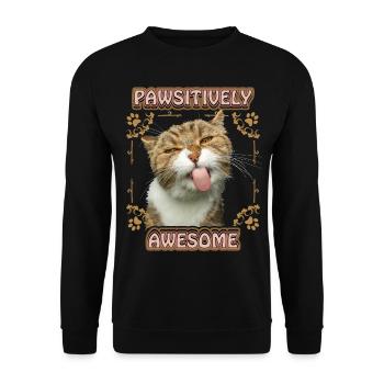 Cat sticks out tongue, funny saying, Pun - Unisex Sweatshirt - black - Front - Alina (178cm) & Michal (187cm)