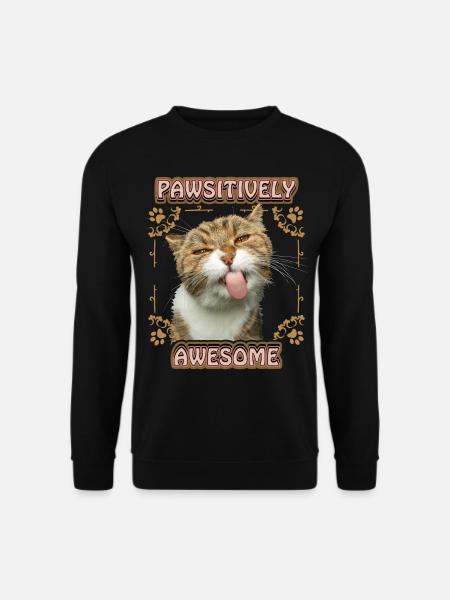 Katze streckt Zunge raus, lustiger Spruch, Pun - Unisex Pullover - Schwarz