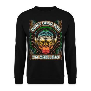 Drôle de singe gorille avec des écouteurs effrayant - Sweat-shirt Unisexe - noir - Devant - Alina (178cm) & Michal (187cm)
