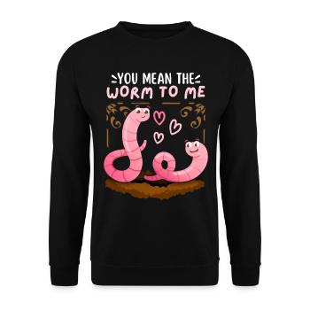 Worms in love Valentine's Day funny saying, Pun - Unisex Sweatshirt - black - Front - Alina (178cm) & Michal (187cm)
