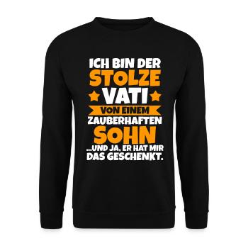 Vater Sohn Vatertag Papa - Unisex Pullover - Schwarz - Vorne - Alina (178cm) & Michal (187cm)