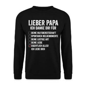 Vater Vatertag Papa - Unisex Pullover - Schwarz - Vorne - Alina (178cm) & Michal (187cm)