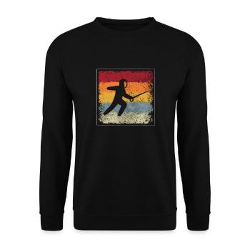 Fechten Retro - Unisex Pullover - Schwarz - Vorne - Alina (178cm) & Michal (187cm)