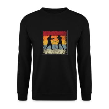 Boxen Retro - Unisex Pullover - Schwarz - Vorne - Alina (178cm) & Michal (187cm)