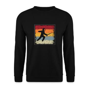 Fechten Retro - Unisex Pullover - Schwarz - Vorne - Alina (178cm) & Michal (187cm)