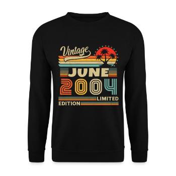 2004 Juin Vintage Nées En Juin 2004 Anniversaire - Sweat-shirt Unisexe - noir - Devant - Alina (178cm) & Michal (187cm)