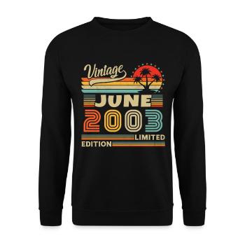 2003 Juin Vintage Nées En Juin 2003 Anniversaire - Sweat-shirt Unisexe - noir - Devant - Alina (178cm) & Michal (187cm)