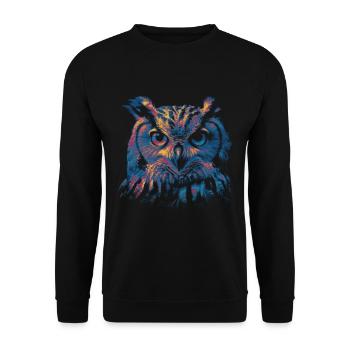 Hibou coloré - Sweat-shirt Unisexe - noir - Devant - Alina (178cm) & Michal (187cm)