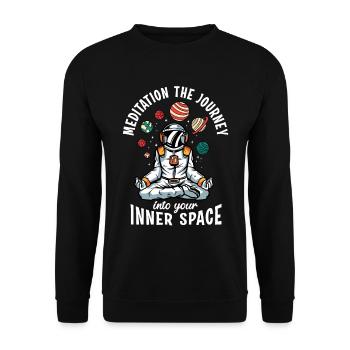 Weltraumpilz meditiert Sonnensystem Wissenschaft - Unisex Pullover - Schwarz - Vorne - Alina (178cm) & Michal (187cm)