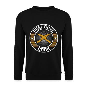 Real Guys Cook Chef Cook Tools Kitchen Knives Chef - Unisex Pullover - Schwarz - Vorne - Alina (178cm) & Michal (187cm)