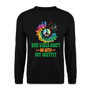 Hippie Peace Zeichen Frieden Blumen Blumenkind - Unisex Pullover - Schwarz - Vorne - Alina (178cm) & Michal (187cm)