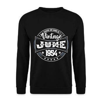 1954 Juni. Geburtstagsgeschenk Juni 1954. Juni. - Unisex Pullover - Schwarz - Vorne - Alina (178cm) & Michal (187cm)