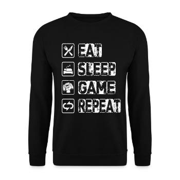 Eat Sleep Game Repeat - Unisex Sweatshirt - black - Front - Alina (178cm) & Michal (187cm)