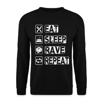 Eat Sleep Rave Repeat - Unisex Pullover - Schwarz - Vorne - Alina (178cm) & Michal (187cm)