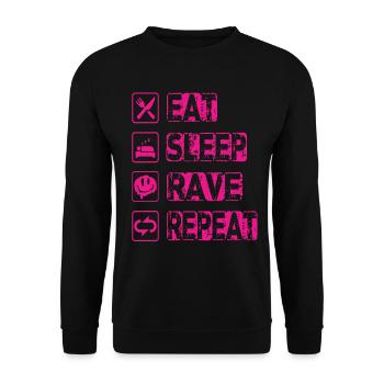 Eat Sleep Rave Repeat - Unisex Pullover - Schwarz - Vorne - Alina (178cm) & Michal (187cm)