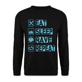Eat Sleep Rave Repeat - Unisex Pullover - Schwarz - Vorne - Alina (178cm) & Michal (187cm)