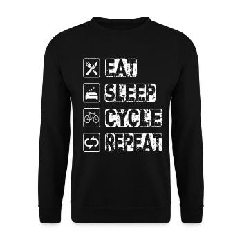 Eat Sleep Cycle Repeat - Unisex Pullover - Schwarz - Vorne - Alina (178cm) & Michal (187cm)