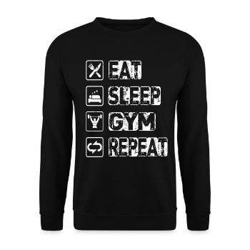 Eat Sleep Gym Repeat - Unisex Pullover - Schwarz - Vorne - Alina (178cm) & Michal (187cm)