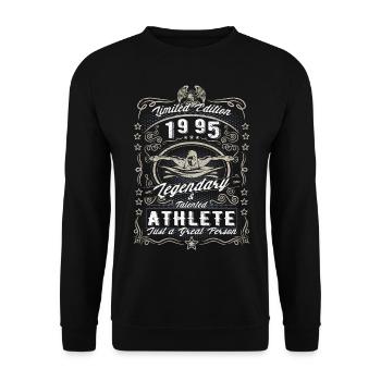 Vintage 1995 Swimmer Birthday Gift Hobby - Unisex Sweatshirt - black - Front - Alina (178cm) & Michal (187cm)