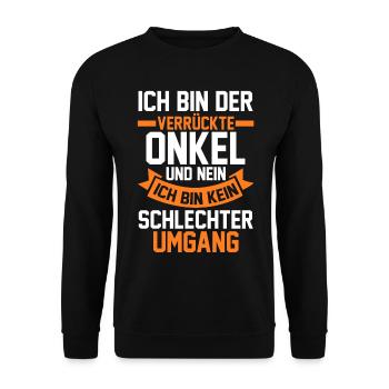 Patenonkel Onkel - Unisex Pullover - Schwarz - Vorne - Alina (178cm) & Michal (187cm)