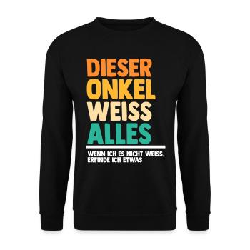 Patenonkel Onkel - Unisex Pullover - Schwarz - Vorne - Alina (178cm) & Michal (187cm)