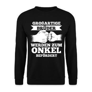 Patenonkel Bruder Onkel - Unisex Pullover - Schwarz - Vorne - Alina (178cm) & Michal (187cm)