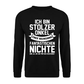 Patenonkel Nichte Onkel - Unisex Pullover - Schwarz - Vorne - Alina (178cm) & Michal (187cm)