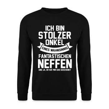 Patenonkel Neffe Onkel - Unisex Pullover - Schwarz - Vorne - Alina (178cm) & Michal (187cm)