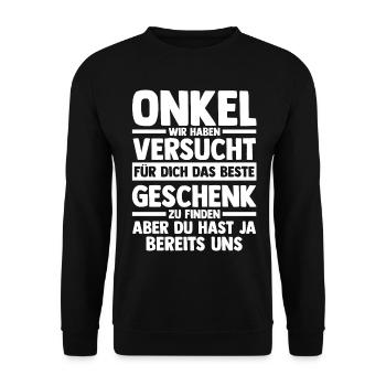 Patenonkel Onkel - Unisex Pullover - Schwarz - Vorne - Alina (178cm) & Michal (187cm)
