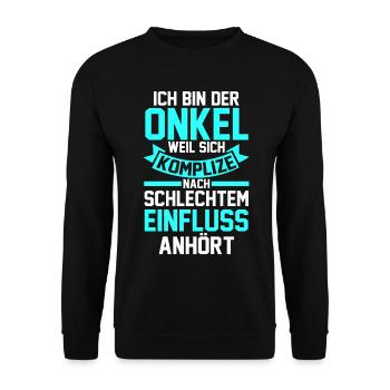 Patenonkel Onkel - Unisex Pullover - Schwarz - Vorne - Alina (178cm) & Michal (187cm)