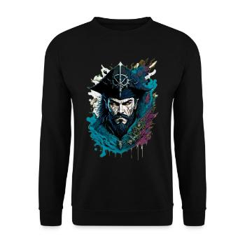 Dunkler Pirat - Unisex Pullover - Schwarz - Vorne - Alina (178cm) & Michal (187cm)