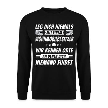 Wohnmobil Wohnmobilbesitzer Camping Camper Idee - Unisex Pullover - Schwarz - Vorne - Alina (178cm) & Michal (187cm)