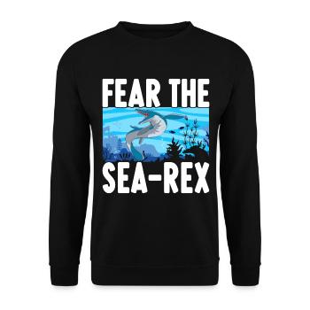 Mosasaurus Dinosaurier - Unisex Pullover - Schwarz - Vorne - Alina (178cm) & Michal (187cm)