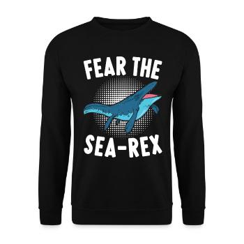 Mosasaurus Dinosaurier - Unisex Pullover - Schwarz - Vorne - Alina (178cm) & Michal (187cm)