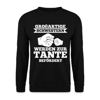 Patentante Schwester Tante - Unisex Pullover - Schwarz - Vorne - Alina (178cm) & Michal (187cm)