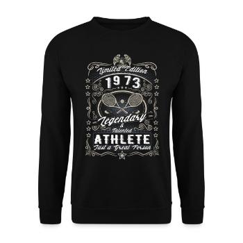 Vintage 1973 Tennis Birthday Gift Hobby - Unisex Sweatshirt - black - Front - Alina (178cm) & Michal (187cm)