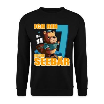 Kapitän Ich Bin 7 Und Schon Seebär - Unisex Pullover - Schwarz - Vorne - Alina (178cm) & Michal (187cm)