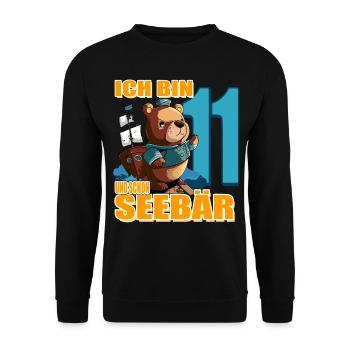 Kapitän Ich Bin 7 Und Schon Seebär - Unisex Pullover - Schwarz - Vorne - Alina (178cm) & Michal (187cm)