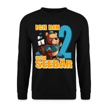 Kapitän Ich Bin 2 Und Schon Seebär - Unisex Pullover - Schwarz - Vorne - Alina (178cm) & Michal (187cm)