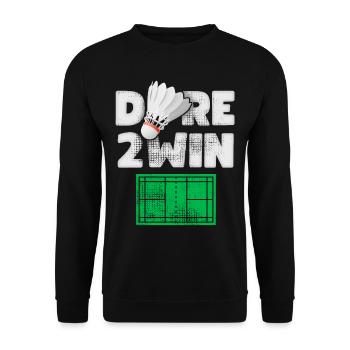 Federball, Badminton Spruch, Federballspiel - Unisex Pullover - Schwarz - Vorne - Alina (178cm) & Michal (187cm)