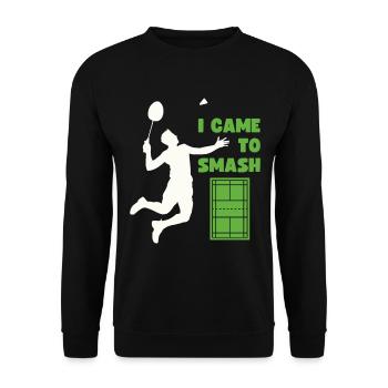 Federball Spruch, Federballspiel, Badminton Game - Unisex Pullover - Schwarz - Vorne - Alina (178cm) & Michal (187cm)