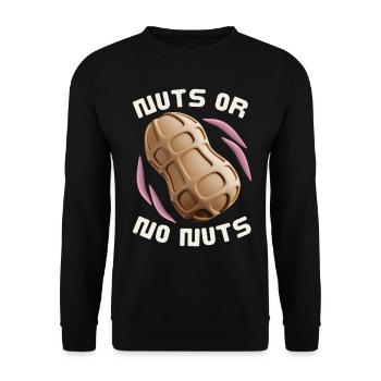 Erdnüsse, 3D Stil, lustiger Spruch Nuts-Or-No-Nuts - Unisex Pullover - Schwarz - Vorne - Alina (178cm) & Michal (187cm)