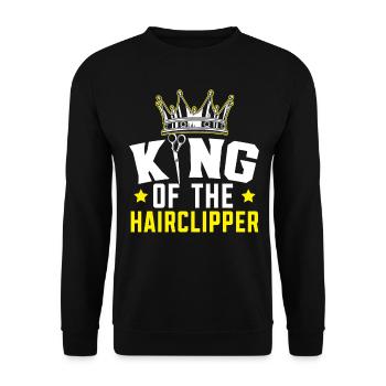 King of Hair Clippers Hairstyle Barber - Unisex Sweatshirt - black - Front - Alina (178cm) & Michal (187cm)