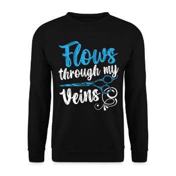 Flows Through My Veins Haarschneiden Barbier - Unisex Pullover - Schwarz - Vorne - Alina (178cm) & Michal (187cm)