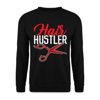 Hair Hustler Barbershop Hair Clipper Barber - Unisex Sweatshirt - black - Front - Alina (178cm) & Michal (187cm)