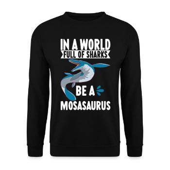 Mosasaurus Dinosaurier - Unisex Pullover - Schwarz - Vorne - Alina (178cm) & Michal (187cm)